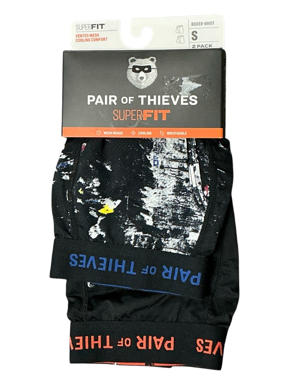 Pair of Thieves - NEW -SuperFit Men's Black Graphic Boxer Briefs - 2 Pack